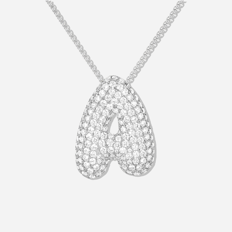 BUBBLE INITIAL DIAMOND NECKLACE