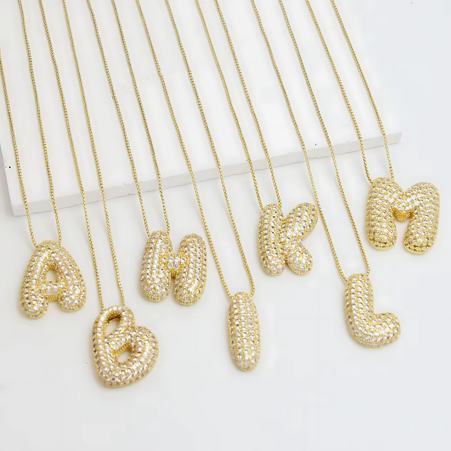 BUBBLE INITIAL DIAMOND NECKLACE